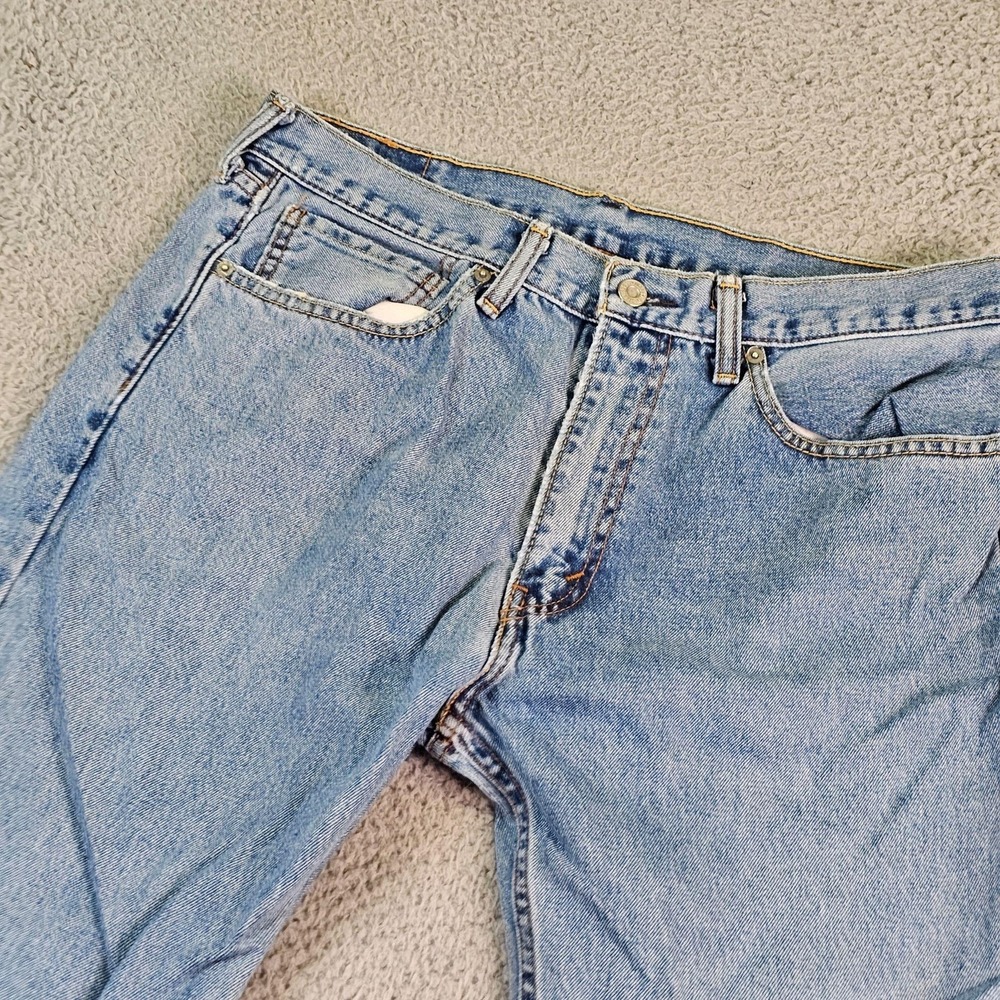 Levis‎ 505 Jeans Mens 32x30 Light Blue Regular Fit Straight Leg Denim Zip Fly